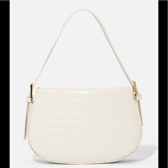 NWT JustFab Faux Croc Shoulder Bag in White - Picture 8 of 12